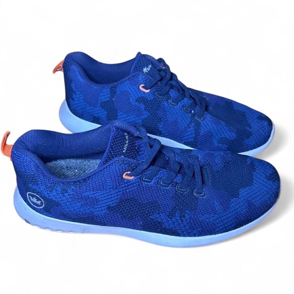 Peter Millar Hyperlite Glide Navy Blue Camo Pattern Canvas Sneakers Men's 9.5